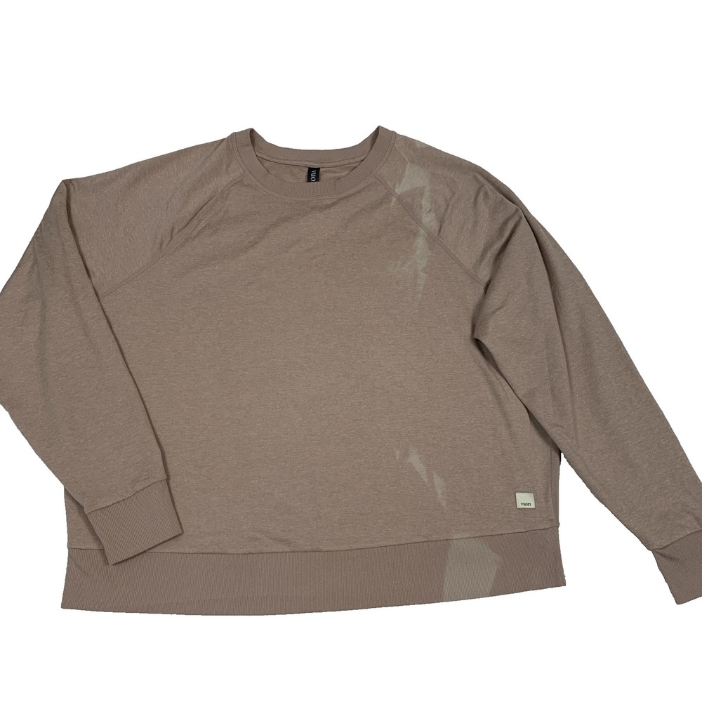 Vuori Halo DreamKnit Performance Crew Sweatshirt Women Large Taupe VW241